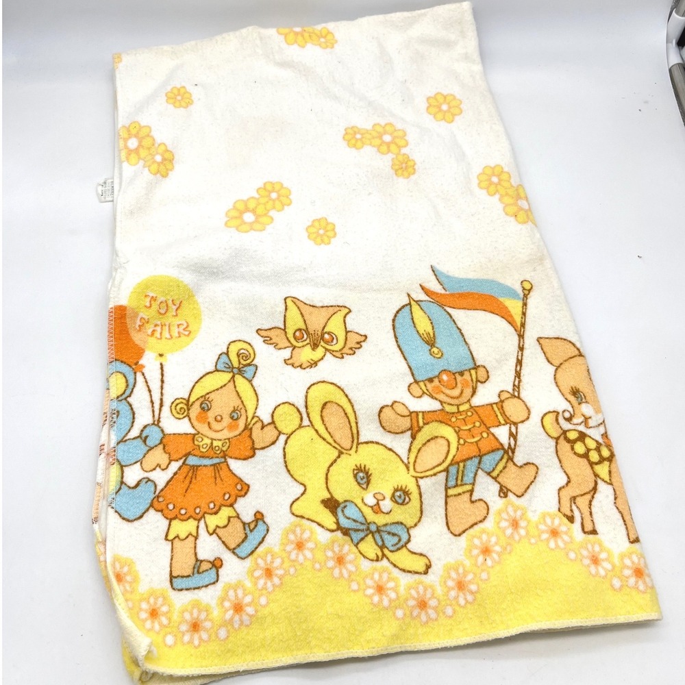 Vintage Comfort Toy Fair Receiving Blanket 100‎ Cotton Yellow Bunny 40x26 - Picture 2 of 11